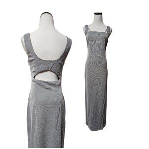 90s Reggio metallic gray peek-a-boo sleeveless long dress . fits S